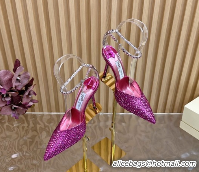 Best Price Jimmy Choo Saeda 85 Patent Leather Pumps with Crystal Rosy 5072205