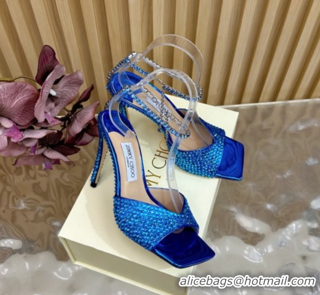 Grade Quality Jimmy Choo Saeda 85 Patent Leather Sandals Blue 5072302