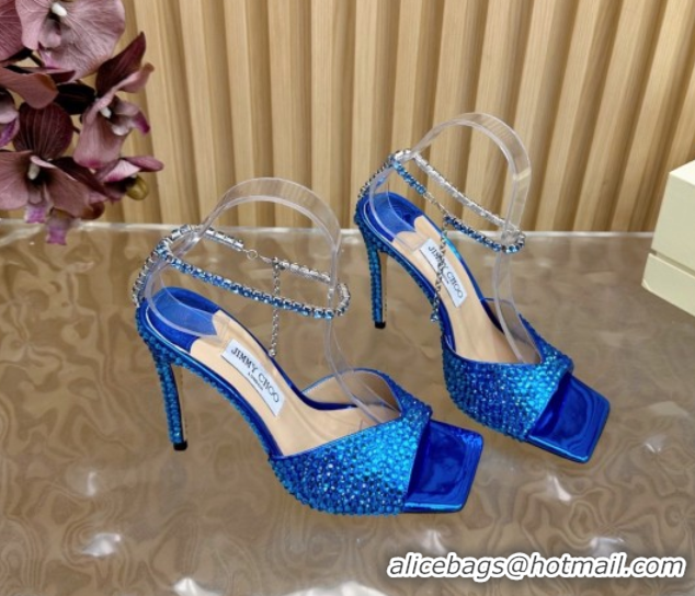 Grade Quality Jimmy Choo Saeda 85 Patent Leather Sandals Blue 5072302