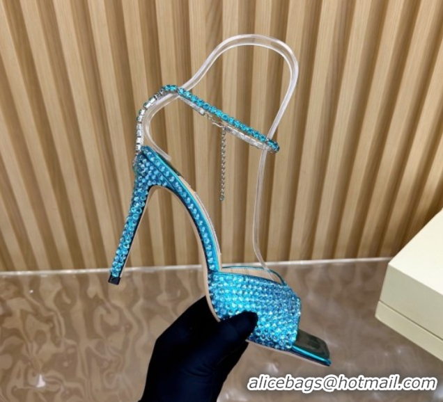Buy Luxury Jimmy Choo Saeda 85 Patent Leather Sandals with Crystal Blue 5072303