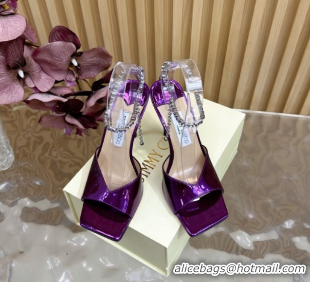 Best Product Jimmy Choo Saeda 85 Mirror Patent Leather Sandals Purple 5072307