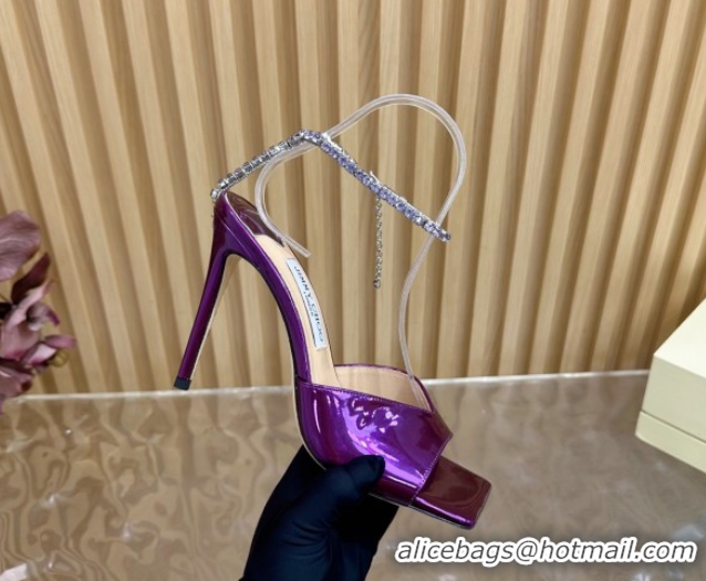Best Product Jimmy Choo Saeda 85 Mirror Patent Leather Sandals Purple 5072307