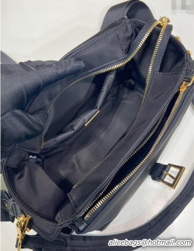 Promotional Prada Explore medium Re-Nylon shoulder bag with flap 1BD394 Black 2025