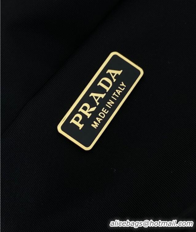 Promotional Prada Explore medium Re-Nylon shoulder bag with flap 1BD394 Black 2025