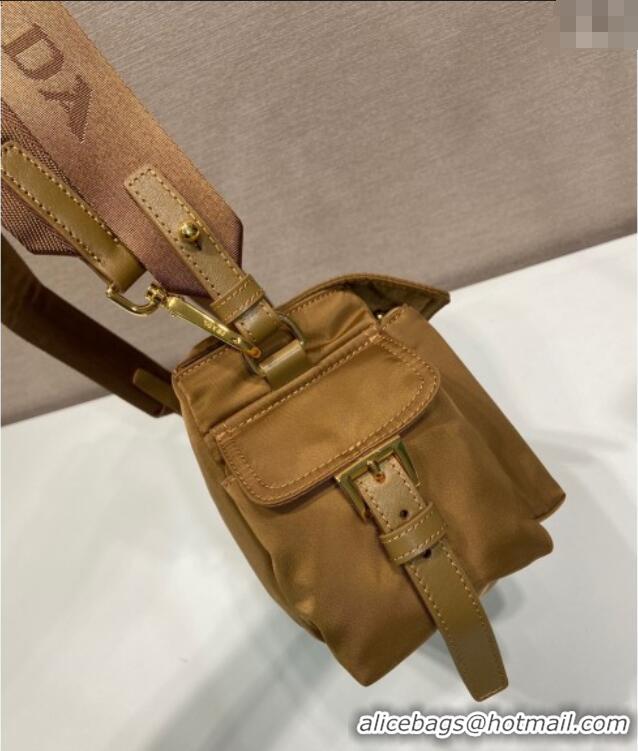 Super Quality Prada Explore medium Re-Nylon shoulder bag with flap 1BD394 Brandy Brown 2025