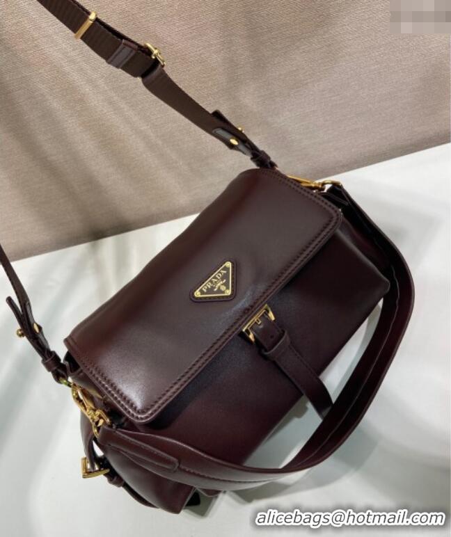 Best Price Prada Explore medium nappa leather shoulder bag with flap 1BD394 Sienna Brown 2025