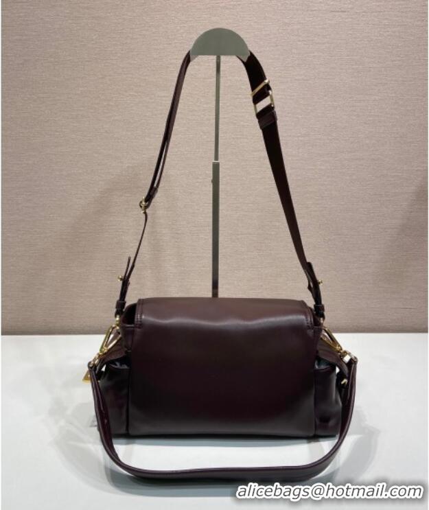 Best Price Prada Explore medium nappa leather shoulder bag with flap 1BD394 Sienna Brown 2025