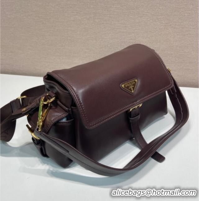 Best Price Prada Explore medium nappa leather shoulder bag with flap 1BD394 Sienna Brown 2025