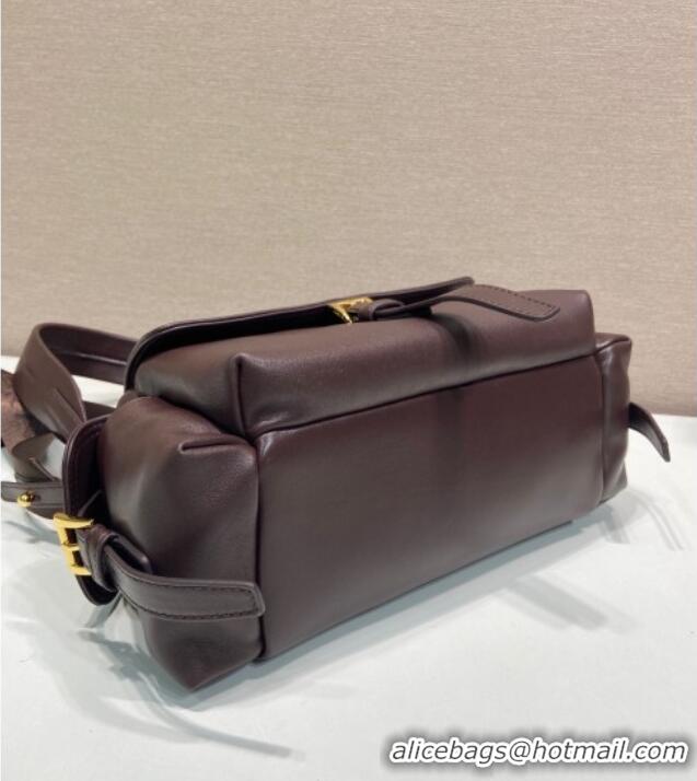 Best Price Prada Explore medium nappa leather shoulder bag with flap 1BD394 Sienna Brown 2025