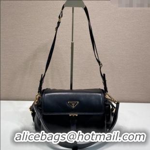 Trendy Design Prada Explore medium nappa leather shoulder bag with flap 1BD394 Black 2025