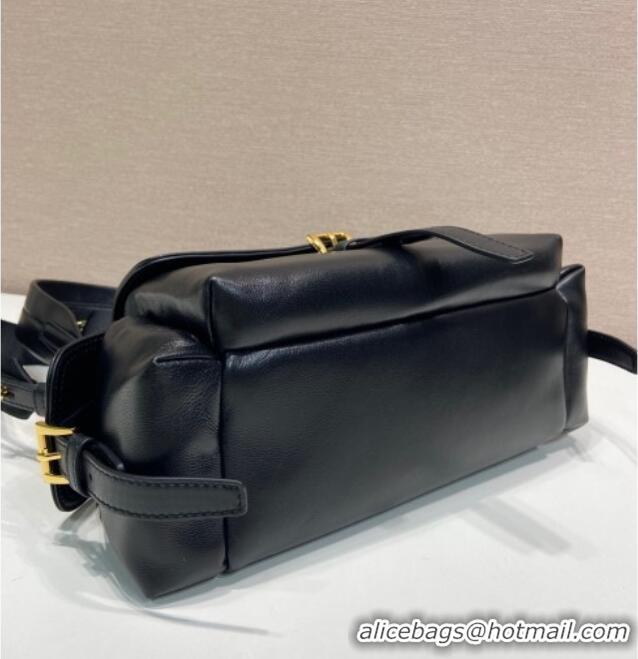 Trendy Design Prada Explore medium nappa leather shoulder bag with flap 1BD394 Black 2025