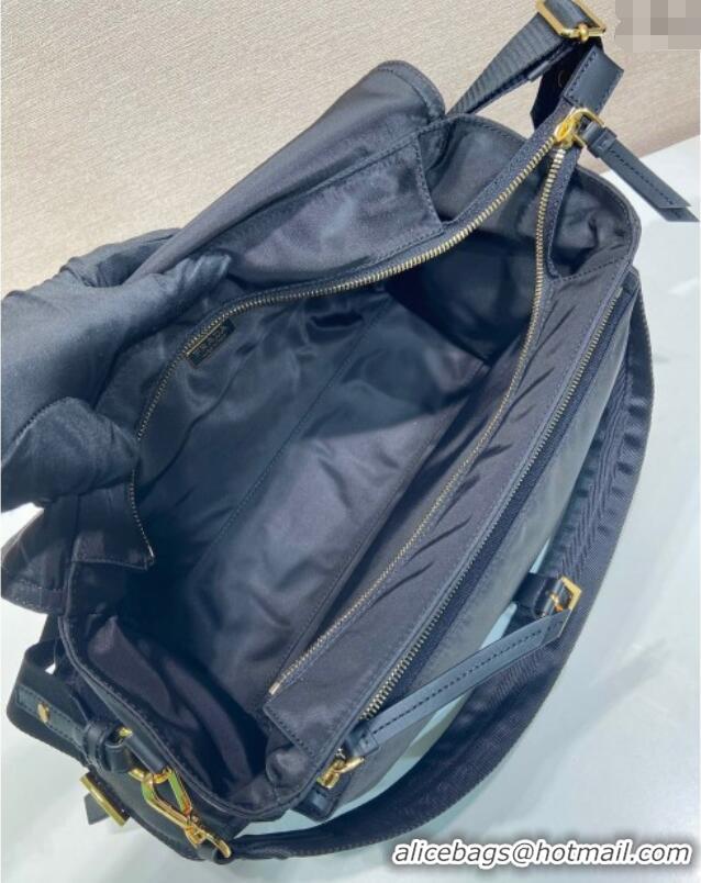 Buy Cheapest Prada Explore large Re-Nylon shoulder bag with flap 1BD391 Black 2025