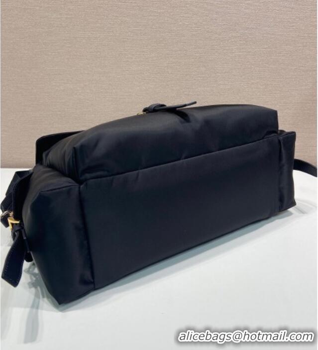 Buy Cheapest Prada Explore large Re-Nylon shoulder bag with flap 1BD391 Black 2025