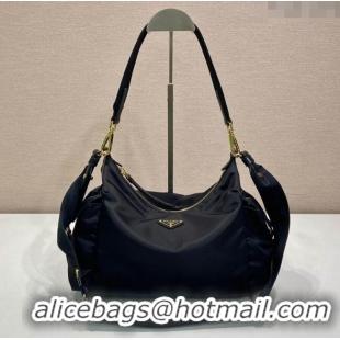 Famous Brand Prada Explore large Re-Nylon and leather shoulder bag 1BC264 Black 2025
