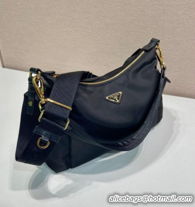 Famous Brand Prada Explore large Re-Nylon and leather shoulder bag 1BC264 Black 2025