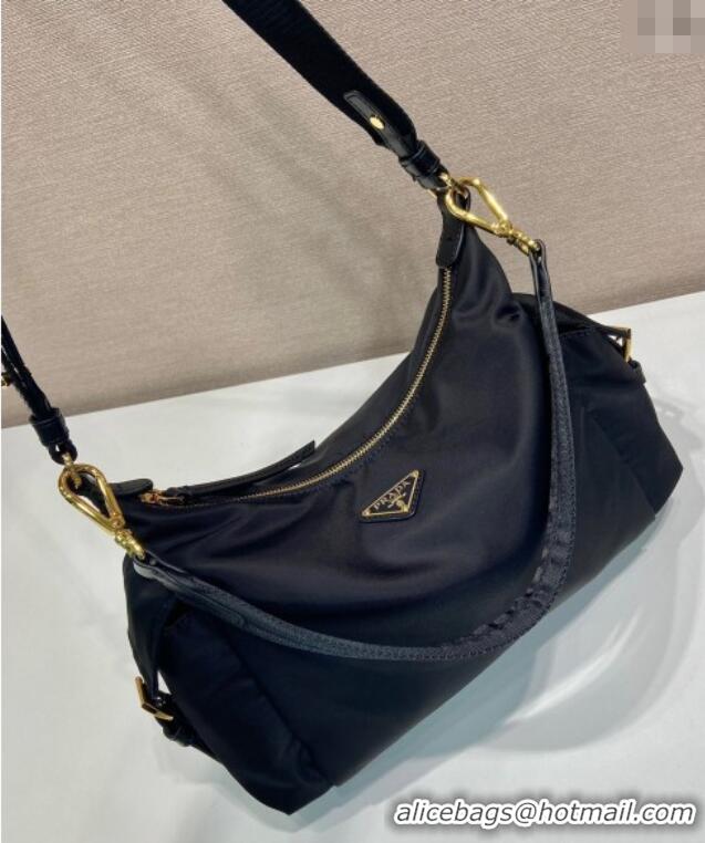 Famous Brand Prada Explore large Re-Nylon and leather shoulder bag 1BC264 Black 2025