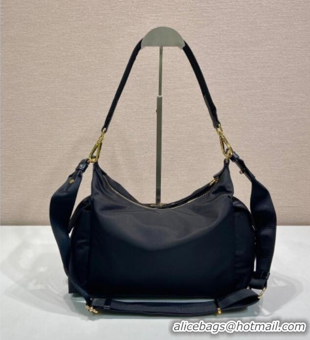 Famous Brand Prada Explore large Re-Nylon and leather shoulder bag 1BC264 Black 2025