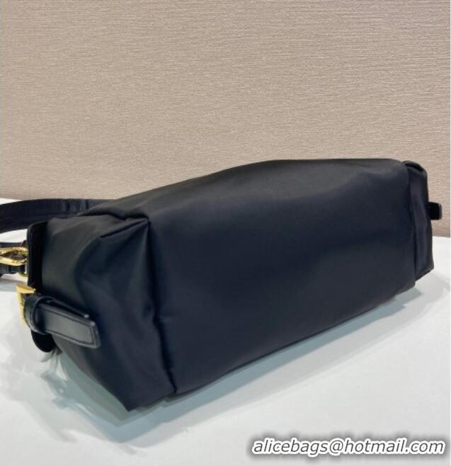 Famous Brand Prada Explore large Re-Nylon and leather shoulder bag 1BC264 Black 2025