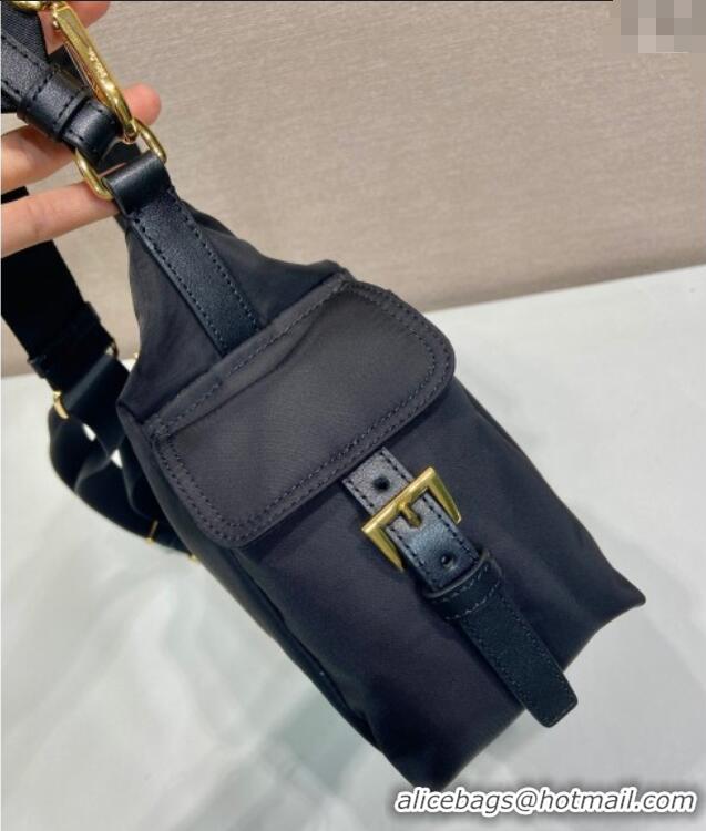 Famous Brand Prada Explore large Re-Nylon and leather shoulder bag 1BC264 Black 2025