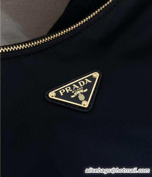 Famous Brand Prada Explore large Re-Nylon and leather shoulder bag 1BC264 Black 2025