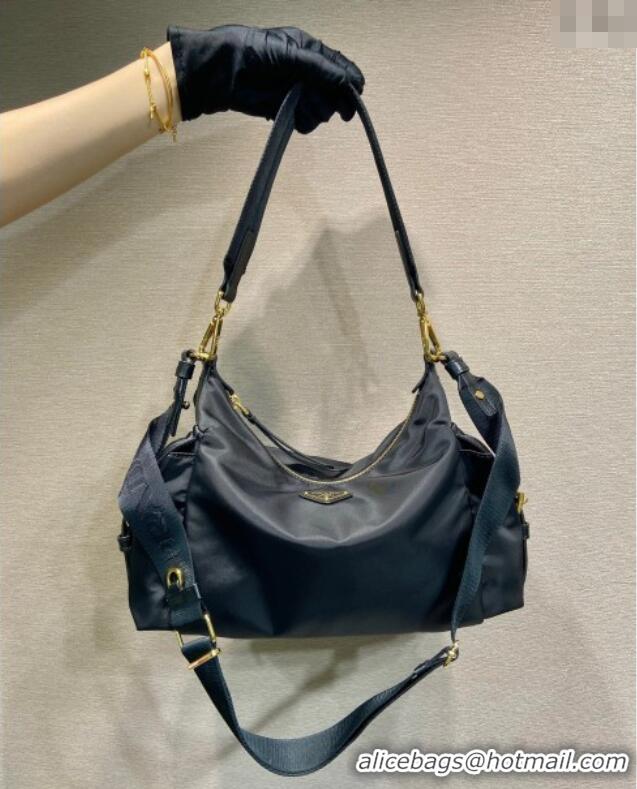 Famous Brand Prada Explore large Re-Nylon and leather shoulder bag 1BC264 Black 2025