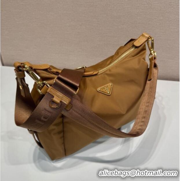 Famous Brand Prada Explore large Re-Nylon and leather shoulder bag 1BC264 Brandy Brown 2025