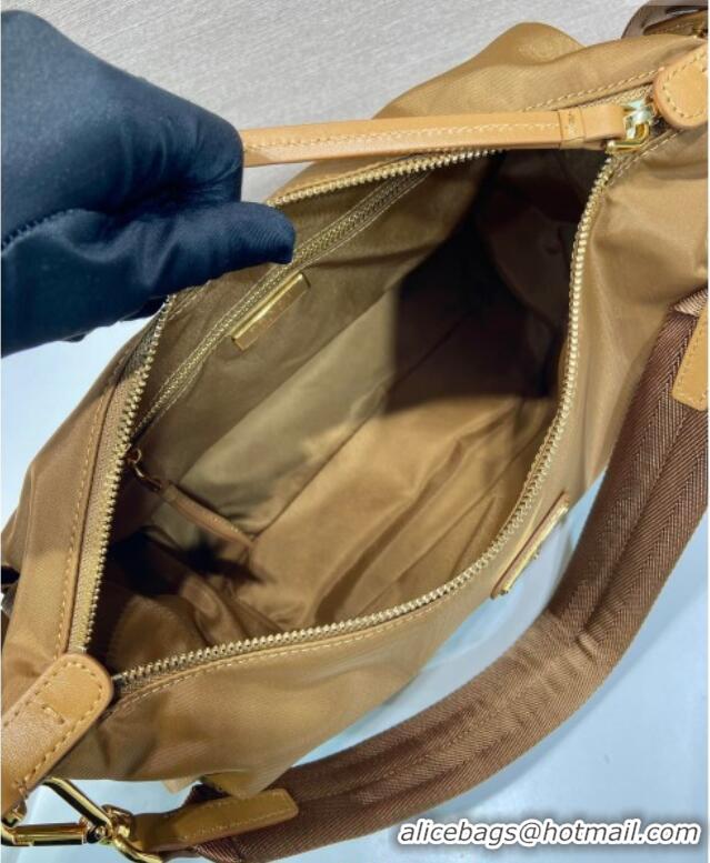 Famous Brand Prada Explore large Re-Nylon and leather shoulder bag 1BC264 Brandy Brown 2025