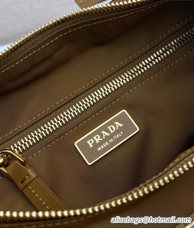 Famous Brand Prada Explore large Re-Nylon and leather shoulder bag 1BC264 Brandy Brown 2025