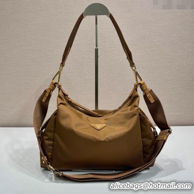 Famous Brand Prada Explore large Re-Nylon and leather shoulder bag 1BC264 Brandy Brown 2025