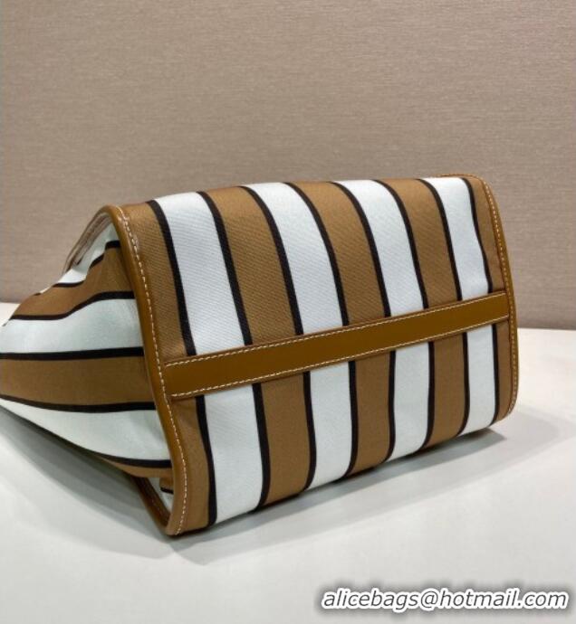 Top Quality Prada Large Printed Canvas and Leather Tote Bag 1BG561 Brown 2025