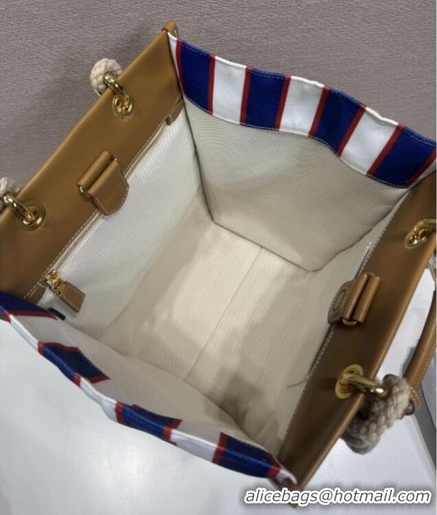 Promotional Prada Large Printed Canvas and Leather Tote Bag 1BG561 Blue 2025