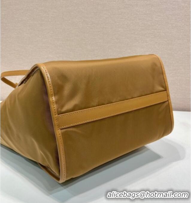 Well Crafted Prada Large Re-Nylon and leather tote bag 1BG561 Brandy Brown 2025
