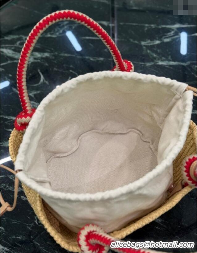 Affordable Price Prada Small crochet straw-like basket bag 1BA463 Beige 2025
