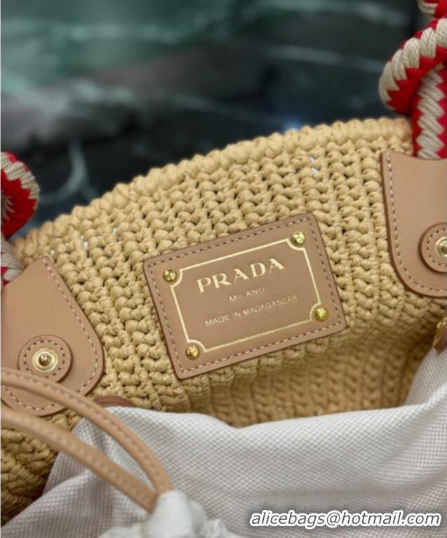 Affordable Price Prada Small crochet straw-like basket bag 1BA463 Beige 2025