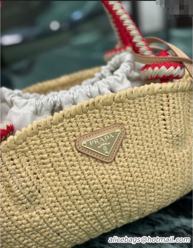 Affordable Price Prada Small crochet straw-like basket bag 1BA463 Beige 2025