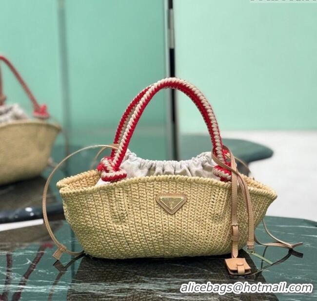 Affordable Price Prada Small crochet straw-like basket bag 1BA463 Beige 2025