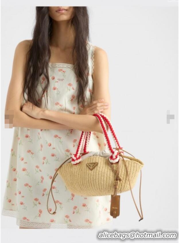 Affordable Price Prada Small crochet straw-like basket bag 1BA463 Beige 2025