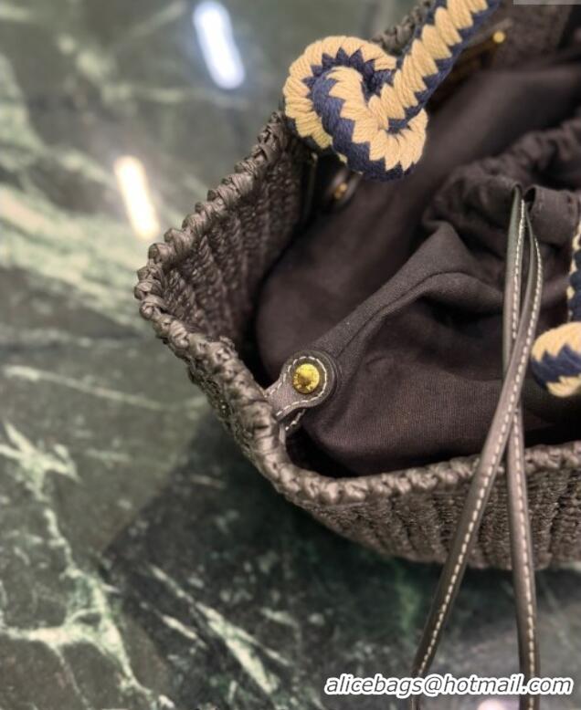 Good Product Prada Small crochet straw-like basket bag 1BA463 Black 2025