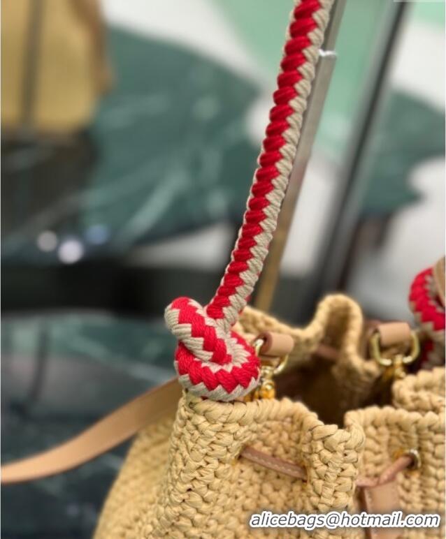 Best Quality Prada Crochet straw-like mini bucket bag 1BE068 Beige 2025