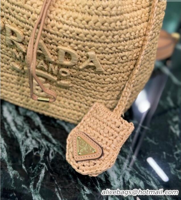 Promotional Prada Crochet straw-like and leather mini bucket bag 1BE068 2025