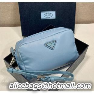 Best Price Prada Small Re-Nylon pouch 1NS021 Light Blue 2025