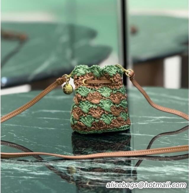 Best Quality Prada Crochet straw-like mini pouch 1NR040 Green 2025