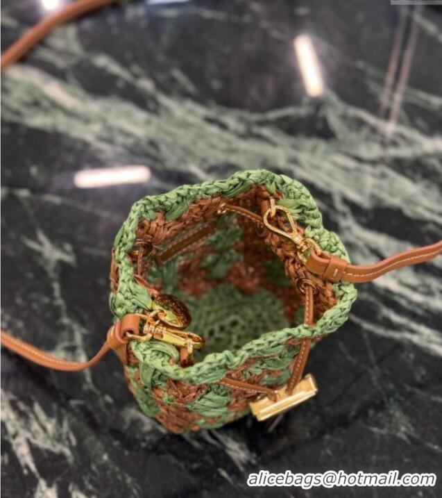 Best Quality Prada Crochet straw-like mini pouch 1NR040 Green 2025