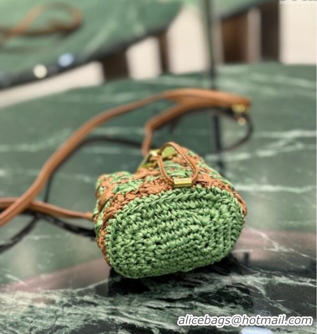 Best Quality Prada Crochet straw-like mini pouch 1NR040 Green 2025