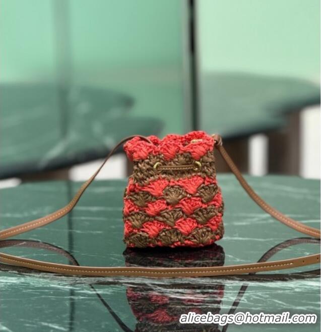 Most Popular Prada Crochet straw-like mini pouch 1NR040 Orange 2025