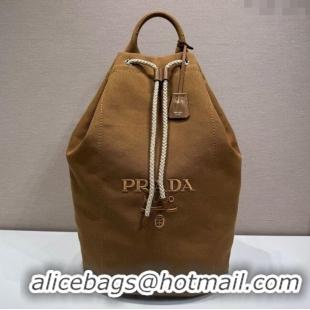 Good Taste Prada Mens Canvas drawstring duffle bag 2VY011 Tabacco Brown 2025