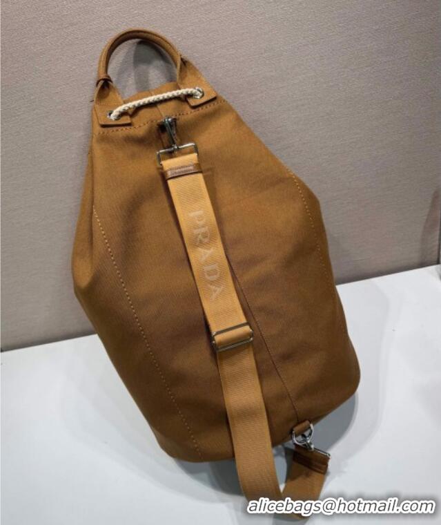 Good Taste Prada Mens Canvas drawstring duffle bag 2VY011 Tabacco Brown 2025
