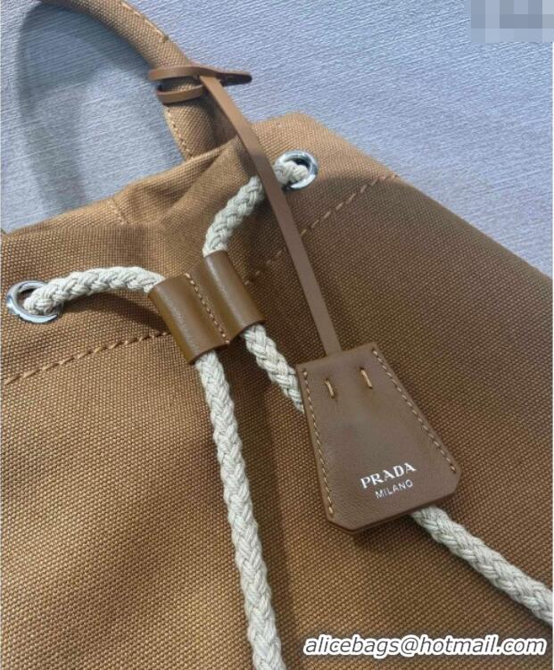 Good Taste Prada Mens Canvas drawstring duffle bag 2VY011 Tabacco Brown 2025