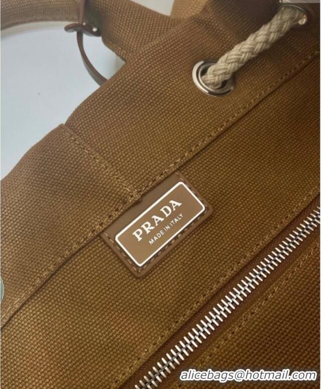 Good Taste Prada Mens Canvas drawstring duffle bag 2VY011 Tabacco Brown 2025