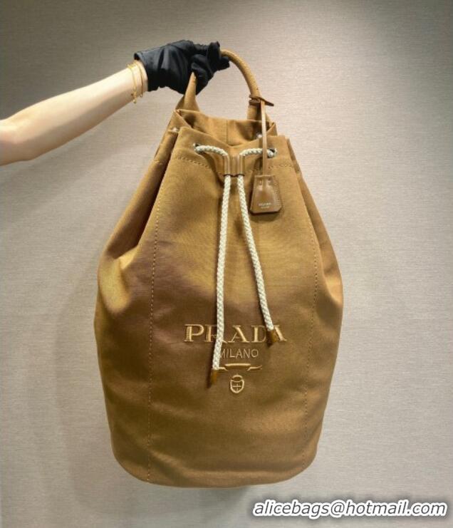 Good Taste Prada Mens Canvas drawstring duffle bag 2VY011 Tabacco Brown 2025
